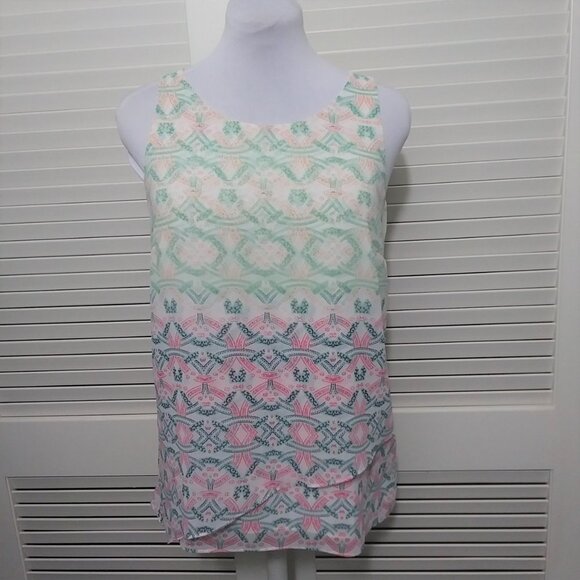 CAbi Top Style 250 Mosaic Print Chiffon Layer Tank Top Blouse Womens Small - Picture 11 of 11